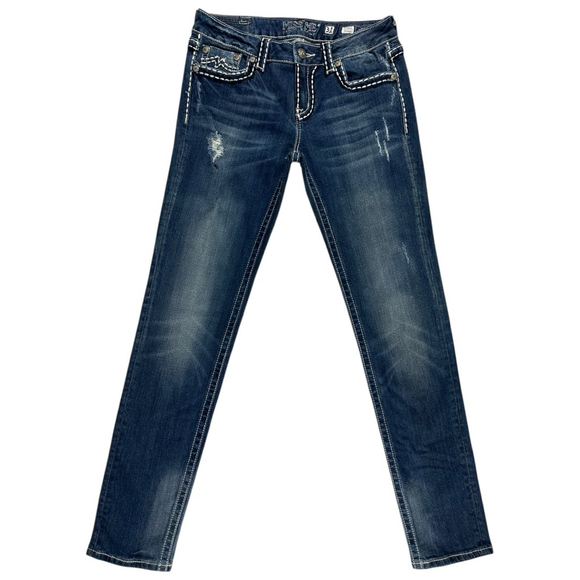 Miss Me Denim - Miss Me Sunny Skinny Jeans Women’s Size 31 Blue Y2K Thick White Stitching